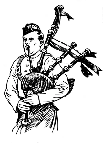 bagpiper: one who plays the bagpipes