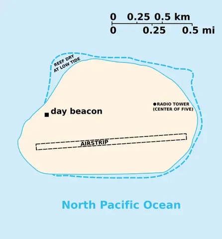 baker island: a US 2.1 km² uninhabited atoll just north of the equator in the central Pacific Ocean,...