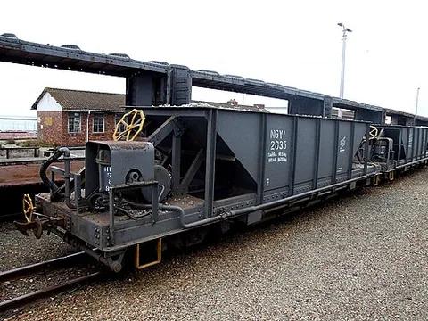ballast wagon: a hopper wagon used to carry ballast (stone) for railway track maintenance purposes
