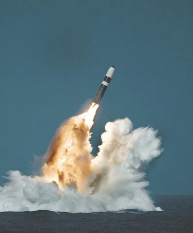 ballistic missile: a missile that is initially guided, but then follows a ballistic (freely falling) trajectory