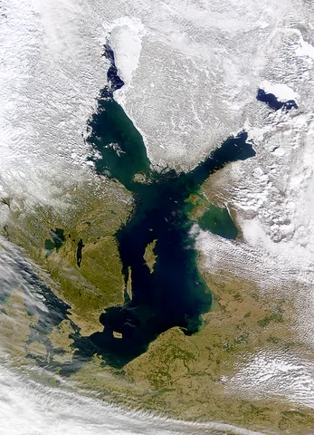baltic sea: a sea in Northern Europe, an arm of the Atlantic enclosed by Denmark, Estonia, Finland, Germany,...