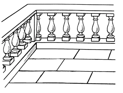 balustrade: a row of balusters topped by a rail, serving as an open parapet, as along the edge of a balcony,...