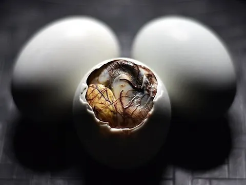 balut: asian street food consisting of a developing duck embryo boiled alive and eaten in the shell