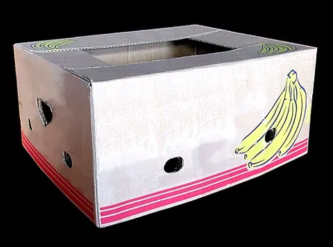 banana box: a corrugated box for transportation of bananas, often having a separate lower part and telescoping...