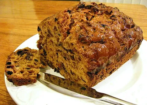 bara brith: a Welsh yeast bread enriched with dried fruit; also, a Welsh fruitcake made with self-raising flour...