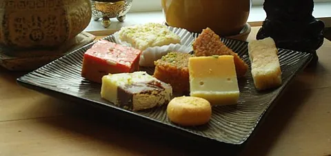 barfi: an Indian dessert made from sweetened, condensed milk flavoured with fruit and spices