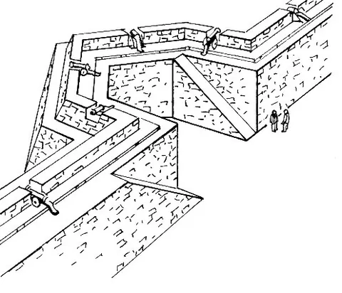 bastion: a projecting part of a rampart or other fortification