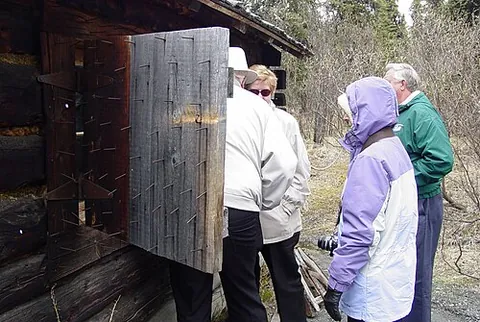 bear board: a thin piece of wood impaled with nails or screws used to deter bears from entering a human...