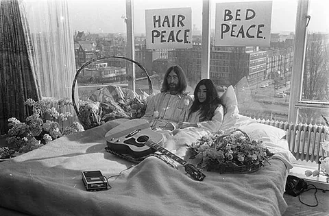 bed-in: a form of peaceful protest in which the protester remains in bed