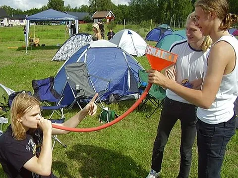 beer bong: a funnel used to rapidly drink large quantities of an alcoholic beverage