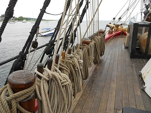 belaying pin: any of the short lengths of wood, iron or brass set up in convenient places on a ship to secure...