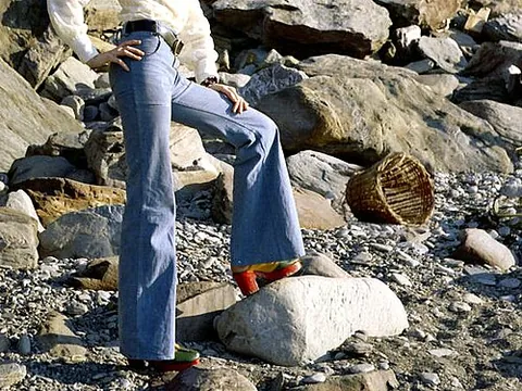 bell-bottoms: pants that are flared from the knee downwards, a characteristic style of the 1970s