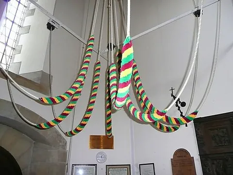 bell rope: a short length of rope, spliced to the eye of the clapper of a ship's bell and by which it is struck