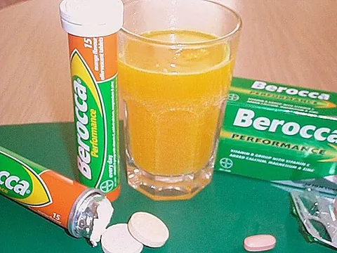 berocca: a vitamin-rich effervescent drink tablet, or a fruity drink made by dissolving one or more of these...