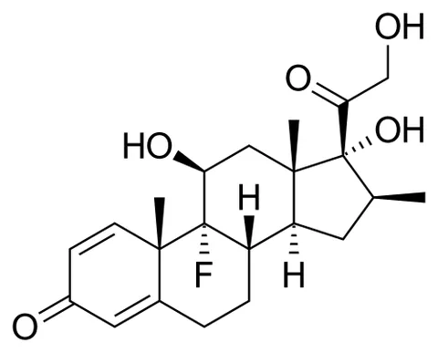 betamethasone: a potent glucocorticoid C₂₂H₂₉FO₅ that is isomeric with dexamethasone and has potent...