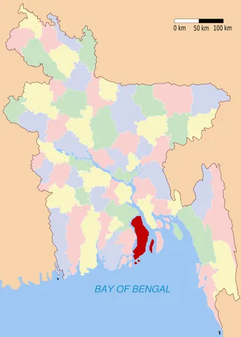 bhola district: one of the six districts in the Barisal Division of Bangladesh