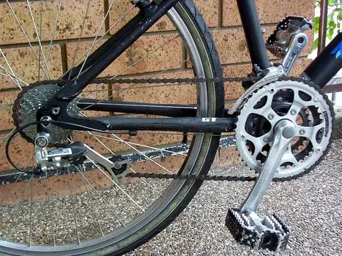 bicycle chain: the endless chain, of roller chain type, that transmits power from the pedals to the driven wheel...