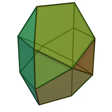 bilunabirotunda: a polyhedron, one of the Johnson solids, having 8 triangular, 2 square, and 4 pentagonal faces