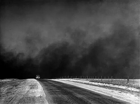 black blizzard: a dust storm that kicks up large amounts of black soil, and blacks out the sun, typically one in...