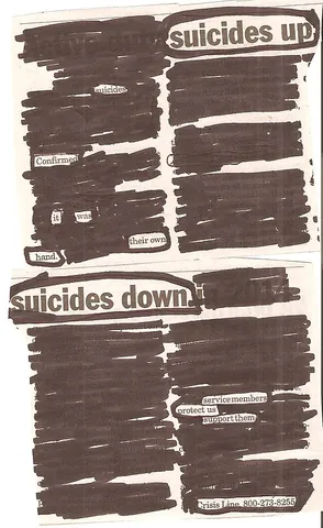 blackout poem: a poem created from another text by selectively covering up words