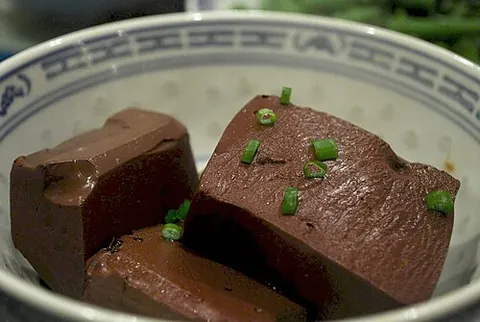 blood tofu: a food product made of coagulated animal blood, used in various Asian cuisines