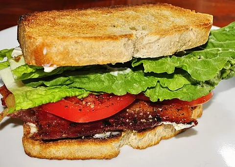 blt: a food, usually a sandwich, made with these main ingredients