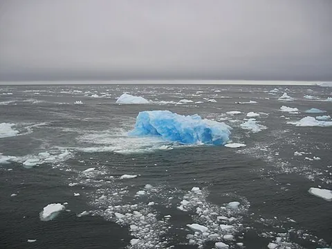 blue iceberg: an iceberg which has rotated or flipped to expose its previously submerged side, thus having a...