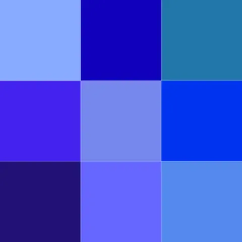 blue: of a blue hue