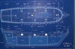 blueprint: a type of paper-based reproduction process producing white-on-blue images by means of a...