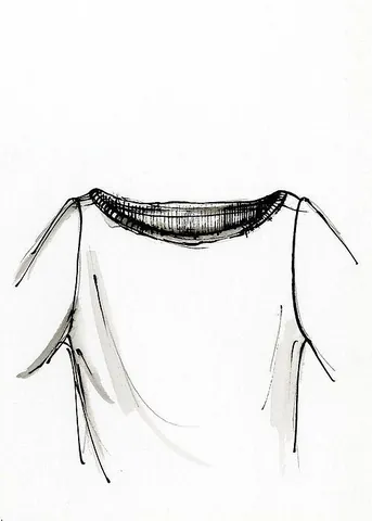 boatneck: a wide, high neckline that follows the curve of the collarbone and ends in points on the shoulder...
