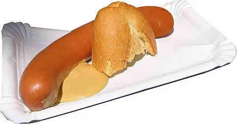 bockwurst: a large frankfurter (type of German sausage)