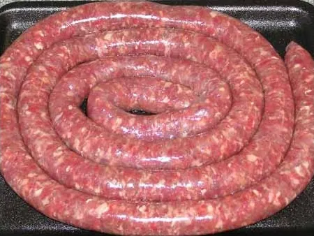 boerewors: a type of sausage, usually flavoured with coriander seed, black pepper, nutmeg, cloves and allspice