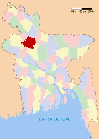 bogra district: one of the eight districts in the Rajshahi Division of Bangladesh