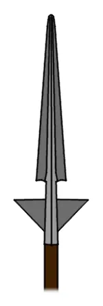 bohemian earspoon: a polearm with a long, broad, socketed spearhead, with a guard of two outward-protruding "ears" at...