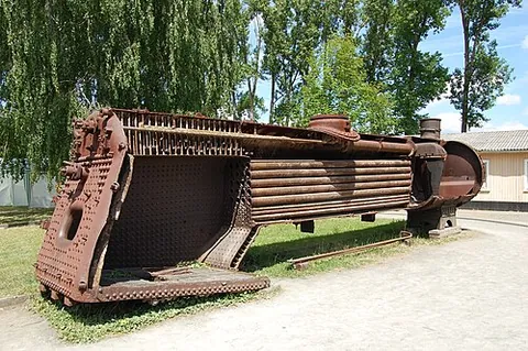 boiler tube: one of a number of tubes in a steam boiler through which heat, smoke and fumes from the firebox pass