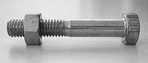 bolt: a (usually) metal fastener consisting of a cylindrical body that is threaded, with a larger head on...
