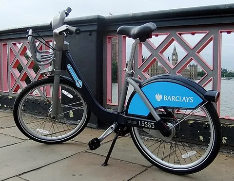 boris bike: a bicycle offered for hire in London, England as part of a bike-share scheme launched in 2010