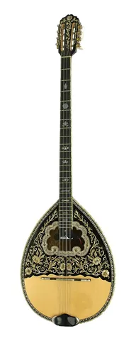 bouzouki: a Greek long-necked plucked fretted lute with a sharp, metallic sound
