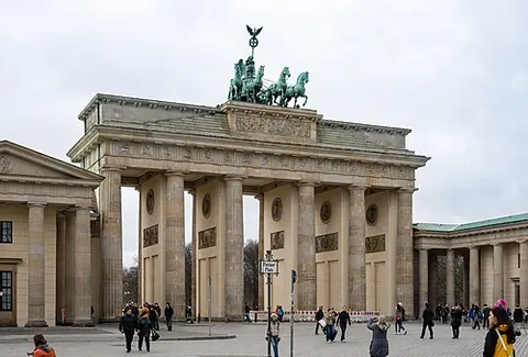 brandenburg gate: an 18th-century neoclassical monument in Berlin, built after the restoration of order during the...