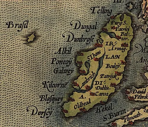 brasil: a mythical island, said to exist off the western coast of Ireland