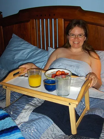 breakfast in bed: breakfast served to one in bed upon waking, commonly to show appreciation for the receiver