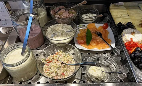 breakfast: the first meal of the day, usually eaten in the morning