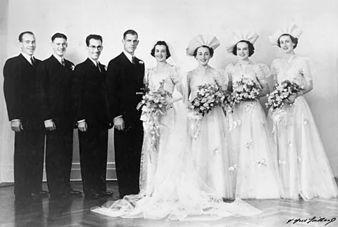 bridesmaid: a woman who attends a bride during her wedding ceremony, as part of the main wedding party