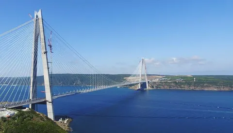 bridge: a construction or natural feature that spans a divide