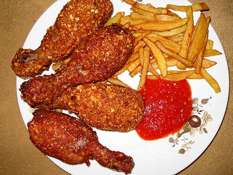 broast: to fry (chicken or other food) in oil under pressure