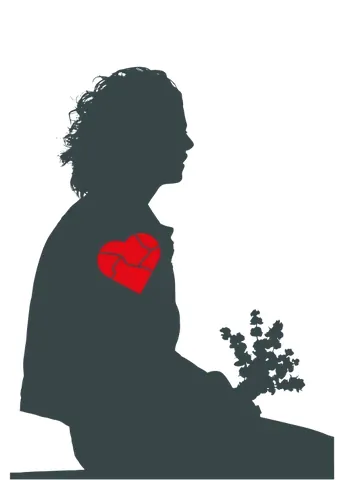 broken heart: a feeling of grief or loss, especially after a failed romantic relationship