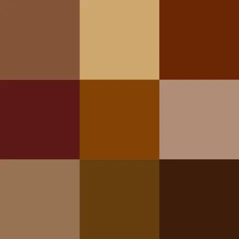 brown: a colour like that of chocolate or coffee