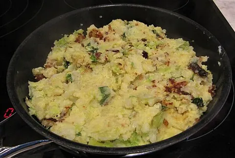 bubble and squeak: cabbage and mashed potatoes etc. fried together