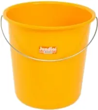 bucket: a container made of rigid material, often with a handle, used to carry liquids or small items