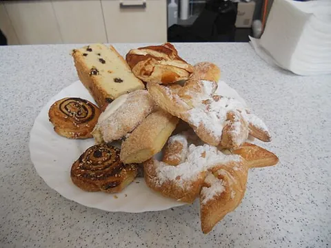 bulochka: a soft, sweet bread roll, often filled with sweet or savory ingredients, popular in Russian and...